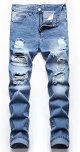 Ripped Jeans for Men Slim Denim Regular Fit Tapered Leg Distressed Destroyed Pants Mens Jeans with Hole