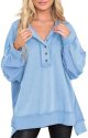 Women's Oversized Sweatshirt Casual Long Sleeve Button Neck Pullover Tunic Tops Outfits