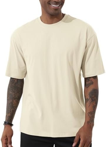 Men's Fashion Loose Fit Solid T-Shirt Athletic Lightweight Short Sleeve Gym Workout Tops