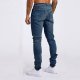 Men Slim Zipper Denim Jeans Pants Patchwork Hip Hop Denim with Pockets Men's Washed Old Loose Fashion Casual Jeans