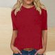 Women 3/4 Sleeve Top Summer Casual Versatile Raglan Shirt Round Neck Short Sleeve Blouses for Women Business