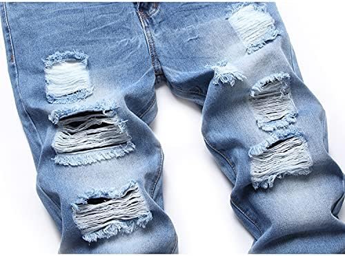 Ripped Jeans for Men Slim Denim Regular Fit Tapered Leg Distressed Destroyed Pants Mens Jeans with Hole