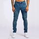 Men Slim Zipper Denim Jeans Pants Patchwork Hip Hop Denim with Pockets Men's Washed Old Loose Fashion Casual Jeans