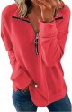 Womens Fall Winter Fashion Sweatshirts Quarter Zip up pullover Polo sweatshirt women casual trendy tops