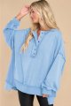 Women's Oversized Sweatshirt Casual Long Sleeve Button Neck Pullover Tunic Tops Outfits