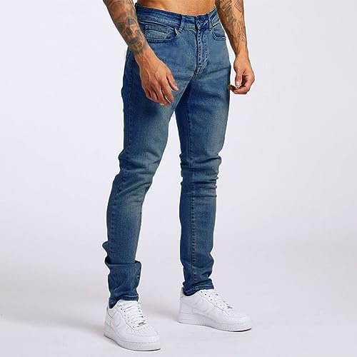 Men Slim Zipper Denim Jeans Pants Patchwork Hip Hop Denim with Pockets Men's Washed Old Loose Fashion Casual Jeans