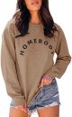 Womens Graphic Sweatshirt Crew Neck Solid Color Long Sleeve Casual Loose Letter Pullover Tops