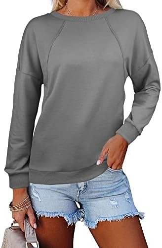 Womens Casual Sweatshirts Long Sleeve Cute Pullovers Crew Neck Relaxed Fit Tops