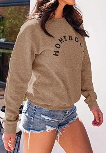 Womens Graphic Sweatshirt Crew Neck Solid Color Long Sleeve Casual Loose Letter Pullover Tops