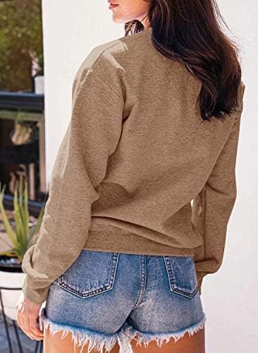 Womens Graphic Sweatshirt Crew Neck Solid Color Long Sleeve Casual Loose Letter Pullover Tops