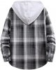 Men's Autumn Fashion and Hooded Checkered Shirt Raglan Long Sleeve Shirt Men