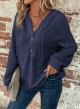 Hoodies for Women Waffle Knit Long Sleeve Drawstring Button V Neck Casual Pullover Sweatshirt Hooded Tops
