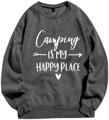 Hoodless Sweatshirt for Women Solid Letter Print Crew Neck Sweatshirt Long Sleeve Casual Loose Fit Fall Clothing