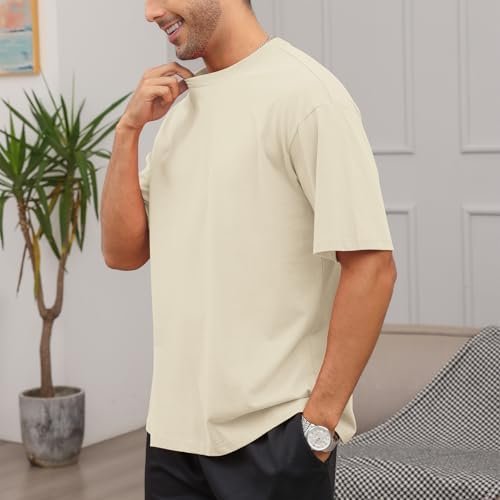 Men's Fashion Loose Fit Solid T-Shirt Athletic Lightweight Short Sleeve Gym Workout Tops