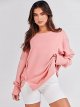 Women's Oversized Sweatshirt Crew Neck Long Sleeve Casual Slit Pullover Top Fall Teen Girl Preppy Clothes