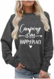 Hoodless Sweatshirt for Women Solid Letter Print Crew Neck Sweatshirt Long Sleeve Casual Loose Fit Fall Clothing