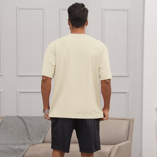 Men's Fashion Loose Fit Solid T-Shirt Athletic Lightweight Short Sleeve Gym Workout Tops