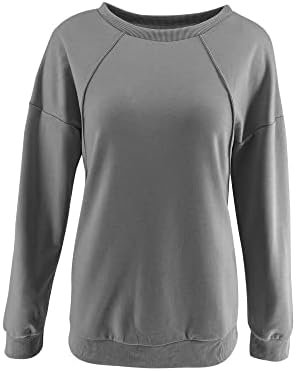Womens Casual Sweatshirts Long Sleeve Cute Pullovers Crew Neck Relaxed Fit Tops