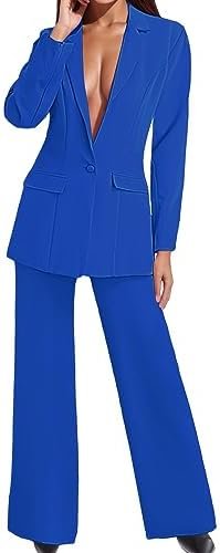 Women's Casual Solid Long Sleeve Suits Button Coat High Waist Long Pant Two Piece Set Women Sweatsuits