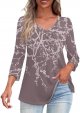 Short Sleeve Dress for Women Women Fall Outfits Loose Fit Dressy 3/4 Sleeve Shirts Casual V Neck Blouses Tunics Top
