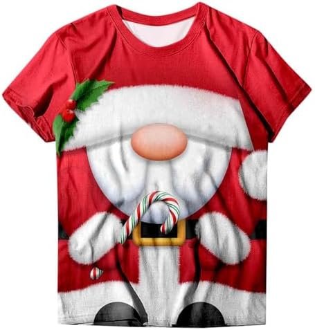 Women's Cute Christmas Printed Round Neck Short Sleeve Tops Short Sleeve T Shirts Loose Fitting T Shirt
