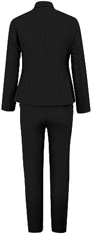 Women's Two Piece Lapels Suit Set Office Long Sleeve Jacket Pant Suit Slim Fit Trouser Jacket Suit Christmas