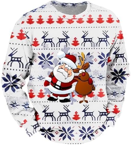 Christmas Mens Autumn And Winter Products Hooded Crew Neck Sweatshirt Double Layer Snowflake Funny Funny Fleece