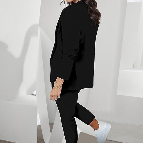Women's Two Piece Lapels Suit Set Office Long Sleeve Jacket Pant Suit Slim Fit Trouser Jacket Suit Christmas