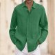 Men's Solid Color Casual Shirt Long Sleeve Loose Fit Linen Blend with Pockets Stretch Tee