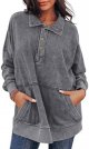 Sweatshirt For Women Casual Long Sleeve Shirts Loose Fit Button V Neck Pullover Tops Fall Clothes