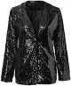 Women Commuting Front Open Long Sleeve Lapel Casual Evening Shiny Loose Slim Fit Jacket