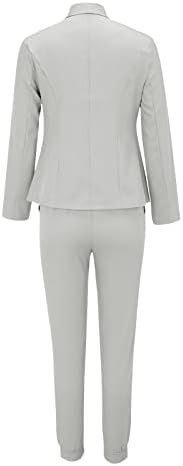 Women's Two Piece Lapels Suit Set Office Long Sleeve Jacket Pant Suit Slim Fit Trouser Jacket Pants and Suit for