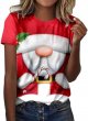 Women's Cute Christmas Printed Round Neck Short Sleeve Tops Short Sleeve T Shirts Loose Fitting T Shirt