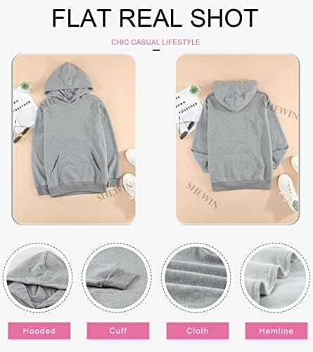 Women's Casual Hoodies Long Sleeve Solid Lightweight Pullover Tops Loose Sweatshirt with Pocket