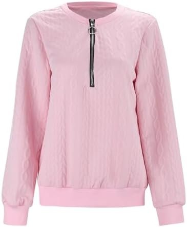 Women's Autumn And Winter Casual Comfortable Versatile Solid Color Half Zipper Long Sleeve Sweatshirt Women Zip