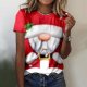 Women's Cute Christmas Printed Round Neck Short Sleeve Tops Short Sleeve T Shirts Loose Fitting T Shirt