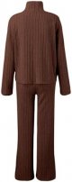 Women's Two Piece Knit Matching Outfits High Neck Slit Hem Tee and Pants Tracksuit Sets Business Attire Plus Size