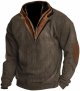 Winter Men's New Christmas Digital Printed Long Sleeve Stand Half Zip Plus Hoodie 90s Cup Sweatshirt