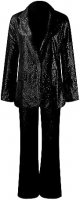 Womens Suits Set Sequin 2 Piece Pants Set Notch Lapel Slim Fit Formal Suits Womens Tuxedo Suit Lady Athletic