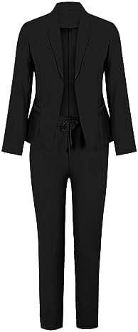 Women's Two Piece Lapels Suit Set Office Long Sleeve Jacket Pant Suit Slim Fit Trouser Jacket Suit Christmas