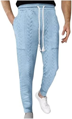 Fashion Floral Knitted Pants for Mens,Men's Straight Legs Trousers Jacquard Strechy Slim Fit Long Legs Pants Trousers