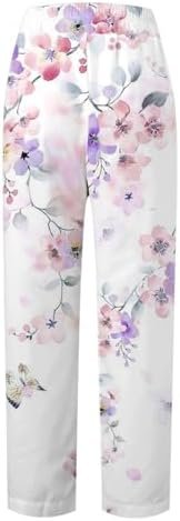 Women's Fashion Spring and Summer Printed Pocket Folded Stretchable Casual Pants (2) Casual Elegant Pants for