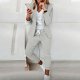 Women's Two Piece Lapels Suit Set Office Long Sleeve Jacket Pant Suit Slim Fit Trouser Jacket Pants and Suit for