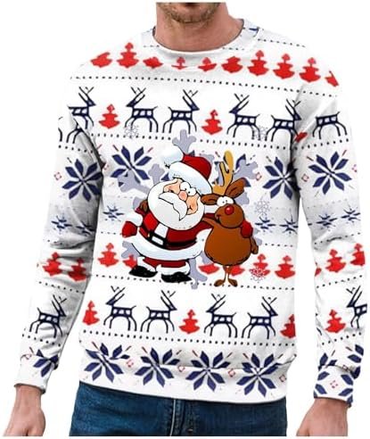 Christmas Mens Autumn And Winter Products Hooded Crew Neck Sweatshirt Double Layer Snowflake Funny Funny Fleece