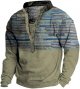 Men's Neck Long Sleeved Sweatshirt Soft And Warm Retro Buttoned Neck Hoodie Ethnic Style Printing Comfortable