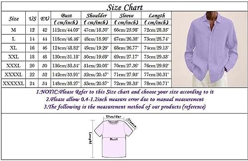 Men's Solid Color Casual Shirt Long Sleeve Loose Fit Linen Blend with Pockets Stretch Tee