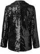 Women Commuting Front Open Long Sleeve Lapel Casual Evening Shiny Loose Slim Fit Jacket