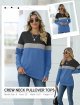 Women's Casual Long Sleeve Color Block/Solid Tops Sweatshirts Cute Loose Fit Pullover with Pockets