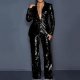 Womens Suits Set Sequin 2 Piece Pants Set Notch Lapel Slim Fit Formal Suits Womens Tuxedo Suit Lady Athletic