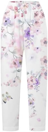 Women's Fashion Spring and Summer Printed Pocket Folded Stretchable Casual Pants (2) Casual Elegant Pants for